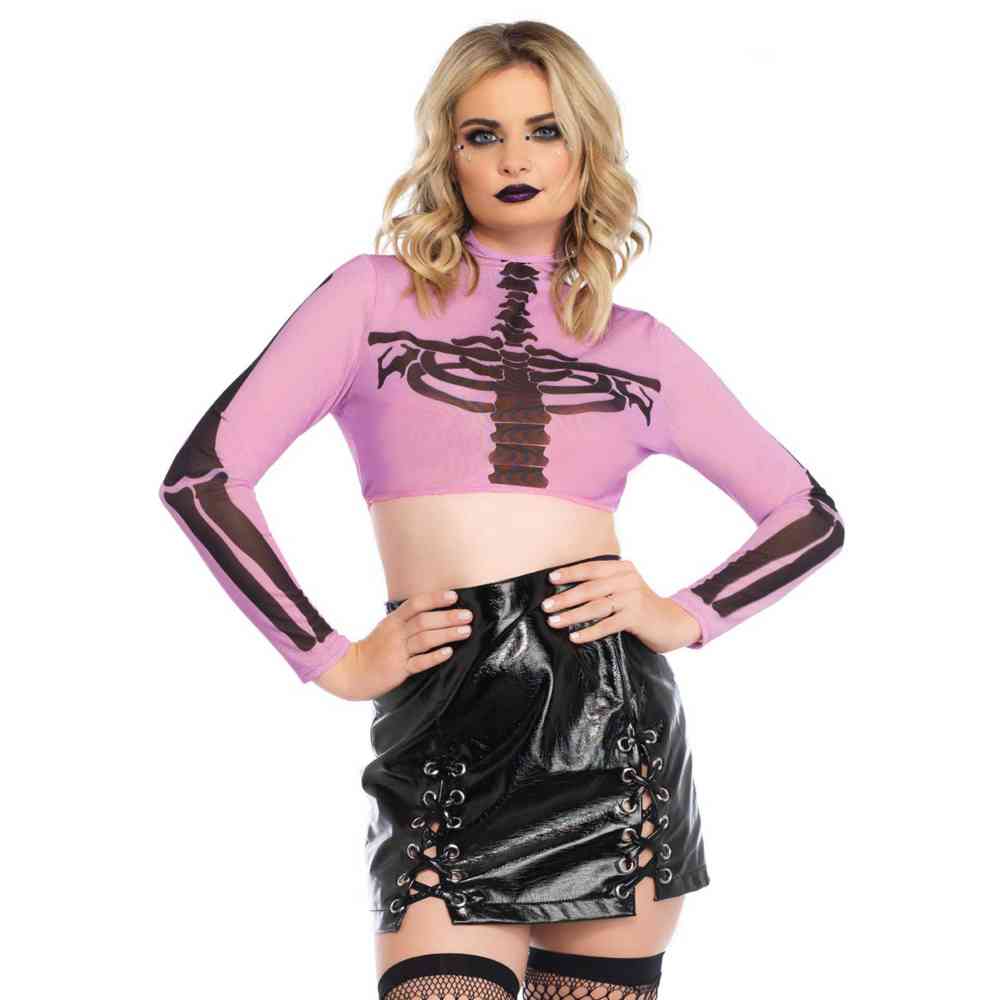 Leg Avenue - Skeleton Mesh Crop top - Paars